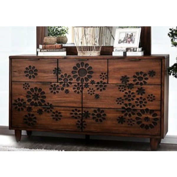 Bungalow Rose Casswell Transitional Solid Wood 7 Drawer Double Dresser